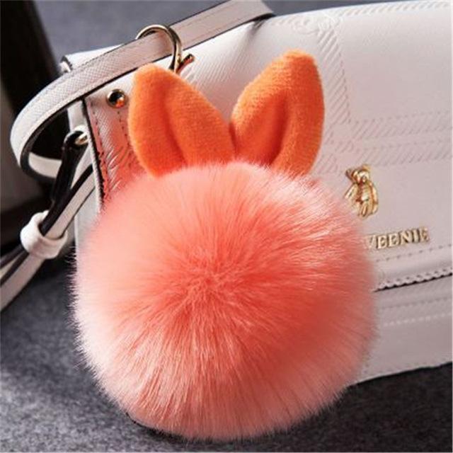New Fluffy Bunny Toys Ear Keychain/Rabbit Key Chain-orange-JadeMoghul Inc.