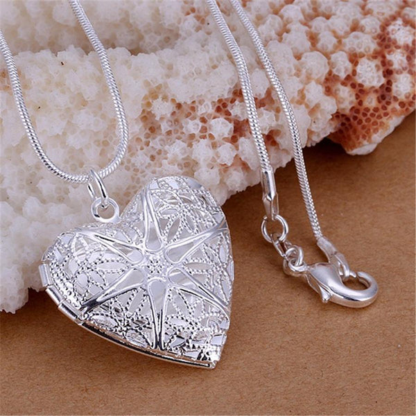 new free shipping  silver plated  for women necklace jewelry silver jewelry fashion cute Heart pendant snake necklace P185