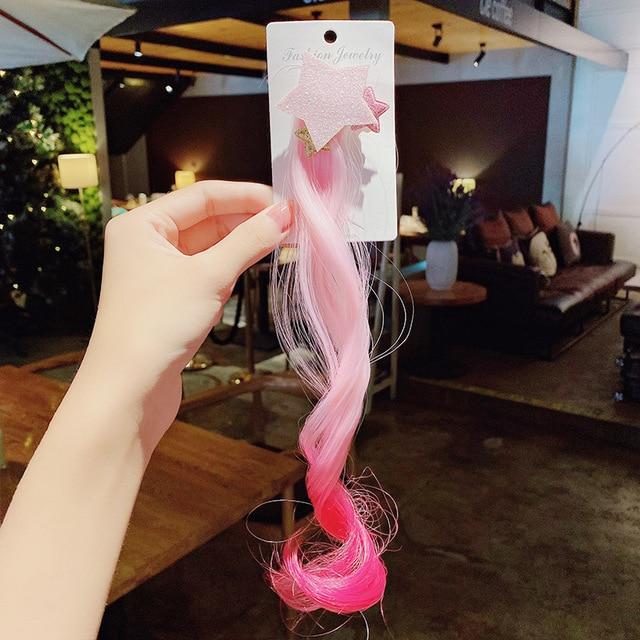 New Girls Colorful Wig Laser Tinsel Hair Party Princess Hair Clips for Girls Kids Cosplay Headdress Hair Accessories Headwear AExp