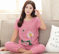 New Green Print Female Pajamas Set Sleepwear Chinese Women Cotton Linen Pyjamas Suit Flower Nightwear M L XL XXL YZ089-1-M-JadeMoghul Inc.
