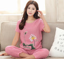 New Green Print Female Pajamas Set Sleepwear Chinese Women Cotton Linen Pyjamas Suit Flower Nightwear M L XL XXL YZ089-1-M-JadeMoghul Inc.