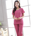 New Green Print Female Pajamas Set Sleepwear Chinese Women Cotton Linen Pyjamas Suit Flower Nightwear M L XL XXL YZ089-12-M-JadeMoghul Inc.