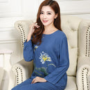 New Green Print Female Pajamas Set Sleepwear Chinese Women Cotton Linen Pyjamas Suit Flower Nightwear M L XL XXL YZ089-14-XL-JadeMoghul Inc.