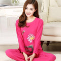 New Green Print Female Pajamas Set Sleepwear Chinese Women Cotton Linen Pyjamas Suit Flower Nightwear M L XL XXL YZ089 AExp