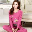 New Green Print Female Pajamas Set Sleepwear Chinese Women Cotton Linen Pyjamas Suit Flower Nightwear M L XL XXL YZ089 AExp