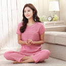 New Green Print Female Pajamas Set Sleepwear Chinese Women Cotton Linen Pyjamas Suit Flower Nightwear M L XL XXL YZ089 AExp