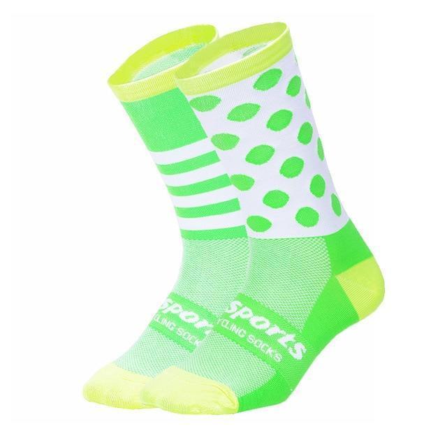 New High Quality Professional Cycling Socks - Unisex Road Bicycle Socks-Green Yellow DH13-L (EU 40 to 45)-JadeMoghul Inc.