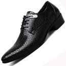 New Imitate Snake Leather Men Oxford Shoes Lace Up Casual Business Men Pointed Shoes Brand Men Wedding Men Dress Boat Shoes AExp