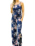 New Kawaii Floral Jumpsuit Fashion Women Spaghetti Strap Long Playsuits Casual Beach Long Pants Jumpsuits Overalls Pockets GV736-Blue-S-JadeMoghul Inc.