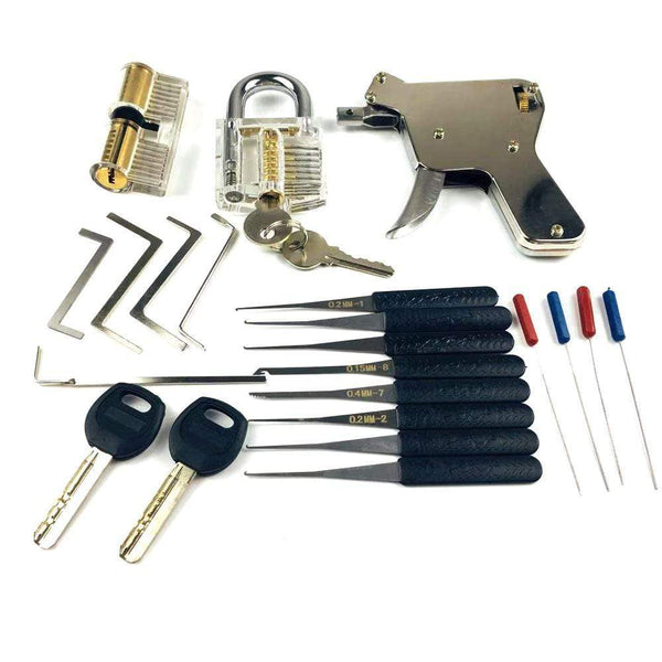 New Locksmith Tools,Lock Gun with Transparent Practice Locks Broken Key Extractor Pick Tool ,Great Lock Pick Practice Set JadeMoghul Inc. 