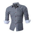 New Long Sleeve Dress Shirt / Unique Design Slim Fit Shirt-Black-Asia L 170CM 65KG-JadeMoghul Inc.