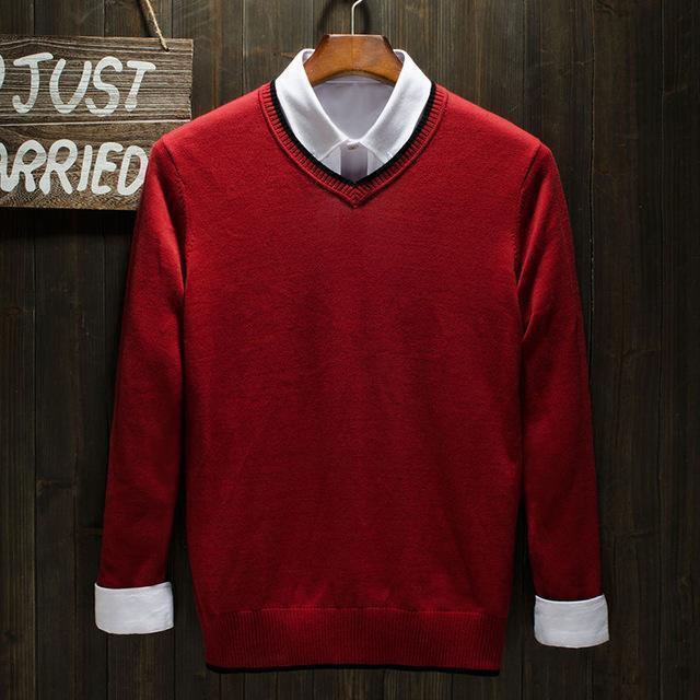 New Men Cotton Sweater / Men Smart Jumper / Jersey Type Sweater-Red-M-JadeMoghul Inc.