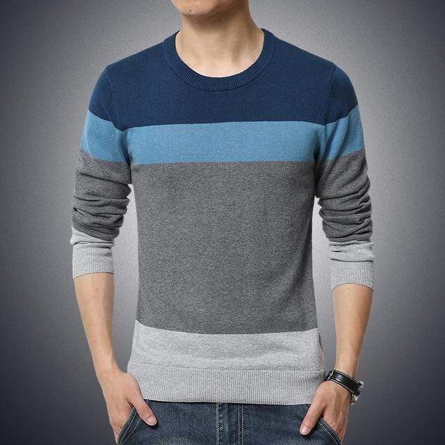 New Men Fashionable Patchwork Knitted Pullover / Men O-Neck Smart Sweater AExp