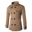 New Men's Woolen Coat - Double Breasted Outerwear Jacket AExp