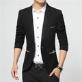 New Men Slim Fit Suit Casual Solid Color Suit Blazer-Black-M-JadeMoghul Inc.