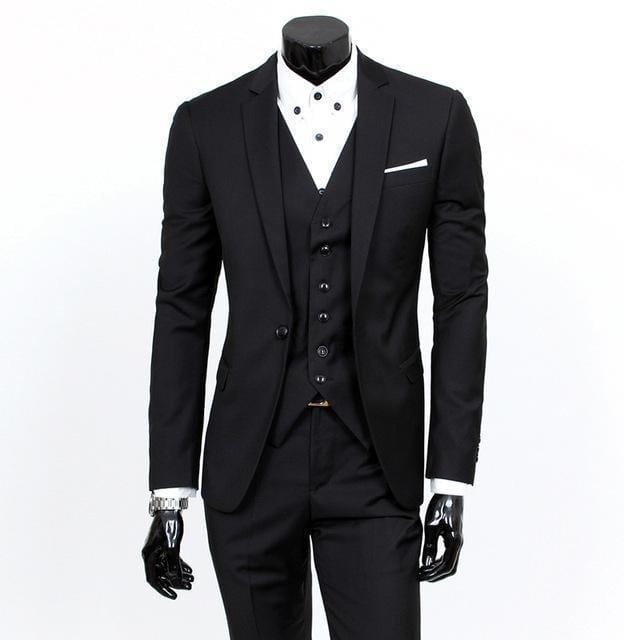 New Men Suit One-Buckle Formal Jacket / Dress Suit Set For Men-black-S-JadeMoghul Inc.
