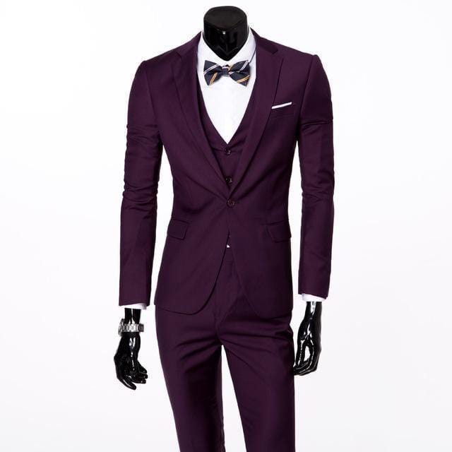 New Men Suit One-Buckle Formal Jacket / Dress Suit Set For Men-purple-S-JadeMoghul Inc.