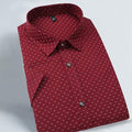 New Men Turn-down Collar Slim Fit Casual Dot Shirt With Short Sleeve AExp