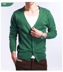 New Men's V-Neck Cardigan / Slim Thin Sweater-Green-S-JadeMoghul Inc.