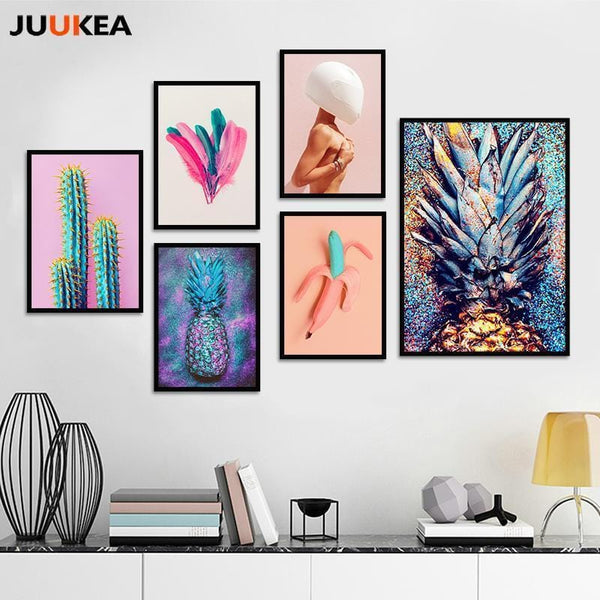 New Modern Fashion Pineapple Bananas Feathers Naked Women, Canvas Print Painting Poster Wall Pictures For Living Room Home Decor-20x25cm No Frame-4-JadeMoghul Inc.