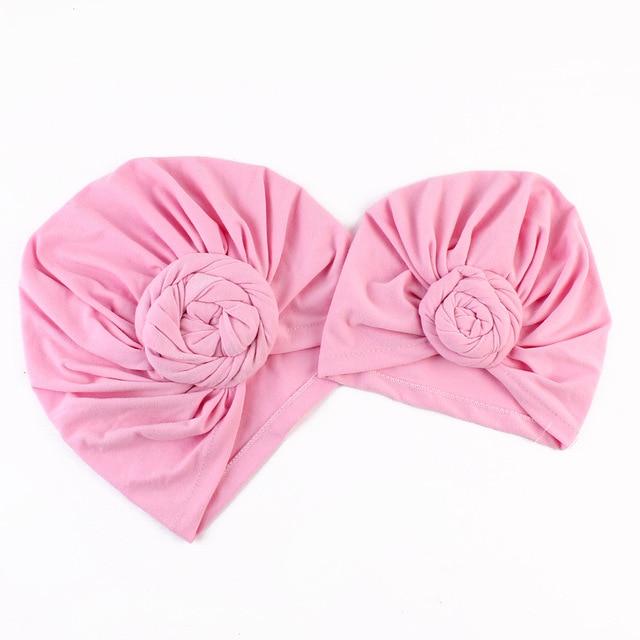 New Mommy And Me Cotton Blend Handmade Hat Women Caps Baby Girls Turban Hats Twist Knot Headwear Hair Accessories AExp