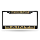 Cadillac License Plate Frame New Orleans Saints Black Laser Chrome Frame