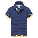 New Polo Short Sleeve Cotton Shirt-Navy Yellow-XL-JadeMoghul Inc.