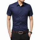 New Short Sleeve Dress Shirt / Turn-down Collar T-Shirt-Black-4XL-JadeMoghul Inc.