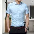 New Short Sleeve Dress Shirt / Turn-down Collar T-Shirt-Sky Blue-4XL-JadeMoghul Inc.