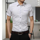 New Short Sleeve Dress Shirt / Turn-down Collar T-Shirt-White-4XL-JadeMoghul Inc.