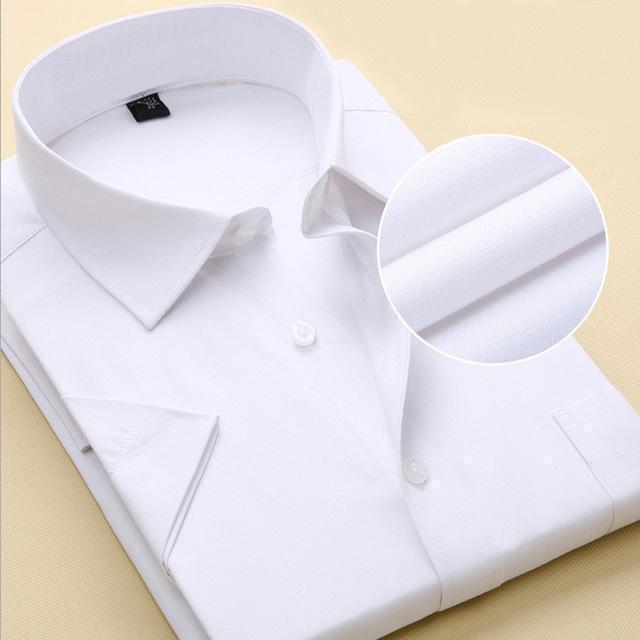 New Short Sleeve Pure Color Business Dress Shirt / Formal Work Shirt For Men-DX1007 11 pure white-XXS-JadeMoghul Inc.