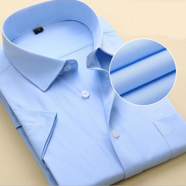 New Short Sleeve Pure Color Business Dress Shirt / Formal Work Shirt For Men-DX1007 12 pure blue-XXS-JadeMoghul Inc.