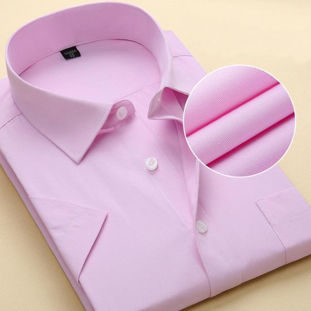 New Short Sleeve Pure Color Business Dress Shirt / Formal Work Shirt For Men-DX1007 13 pure pink-XXS-JadeMoghul Inc.