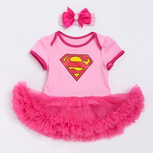 New Style Newborn Dress Baby Clothes Girls Superman Blue Rompers  Ruffle Toddler Tutu Dresses Girl Party Clothes for Birtthday AExp