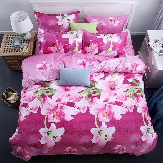 New Style White Red Flower 3D Bedding Set of Duvet Cover Bed Sheet Pillowcase Bed Clothes Comforters Cover Queen No Quilt-AS 17-Queen-JadeMoghul Inc.