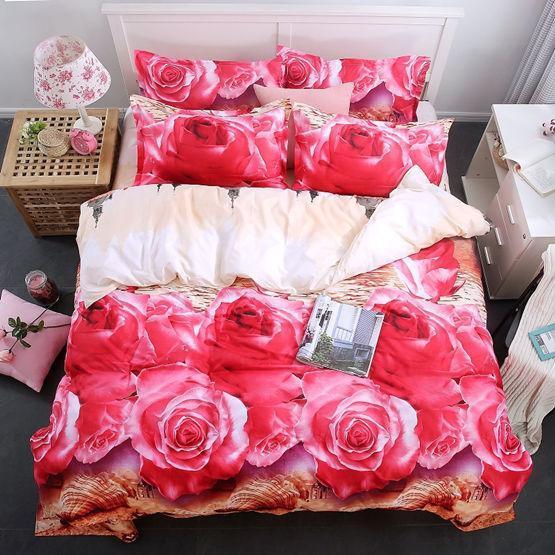 New Style White Red Flower 3D Bedding Set of Duvet Cover Bed Sheet Pillowcase Bed Clothes Comforters Cover Queen No Quilt-AS 25-Queen-JadeMoghul Inc.