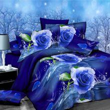 New Style White Red Flower 3D Bedding Set of Duvet Cover Bed Sheet Pillowcase Bed Clothes Comforters Cover Queen No Quilt-AS 3-Queen-JadeMoghul Inc.