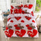 New Style White Red Flower 3D Bedding Set of Duvet Cover Bed Sheet Pillowcase Bed Clothes Comforters Cover Queen No Quilt