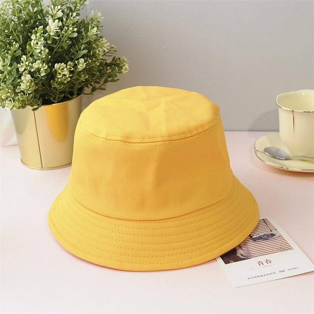New Unisex Cotton Bucket Hats Women Summer Sunscreen Panama Hat Men Pure Color Sunbonnet Fedoras Outdoor Fisherman Hat Beach Cap AExp