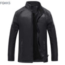 New Winter Men Faux Leather Jacket - Fleece Lined Motorcycle Fashion Jacket