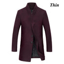 New Winter Wool Long Peacoat For Men / Slim Fit Casual-Grey Thick-M-JadeMoghul Inc.