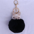 New Women Crystal fluffy Keychain Fox Pompom Key Ring llavero Pom  Rabbit Fur Ball Key Chain Bag Chaveiro Femme Porte clef