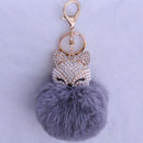 New Women Crystal fluffy Keychain Fox Pompom Key Ring llavero Pom  Rabbit Fur Ball Key Chain Bag Chaveiro Femme Porte clef AExp