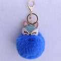 New Women Crystal fluffy Keychain Fox Pompom Key Ring llavero Pom Rabbit Fur Ball Key Chain Bag Chaveiro Femme Porte clef-lake blue-JadeMoghul Inc.