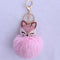 New Women Crystal fluffy Keychain Fox Pompom Key Ring llavero Pom Rabbit Fur Ball Key Chain Bag Chaveiro Femme Porte clef-light pink-JadeMoghul Inc.