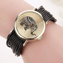 New Women Leather Bracelet Watch - Casual Elephant Watch-Black-JadeMoghul Inc.