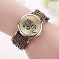 New Women Leather Bracelet Watch - Casual Elephant Watch-Brown-JadeMoghul Inc.