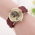 New Women Leather Bracelet Watch - Casual Elephant Watch-Red-JadeMoghul Inc.