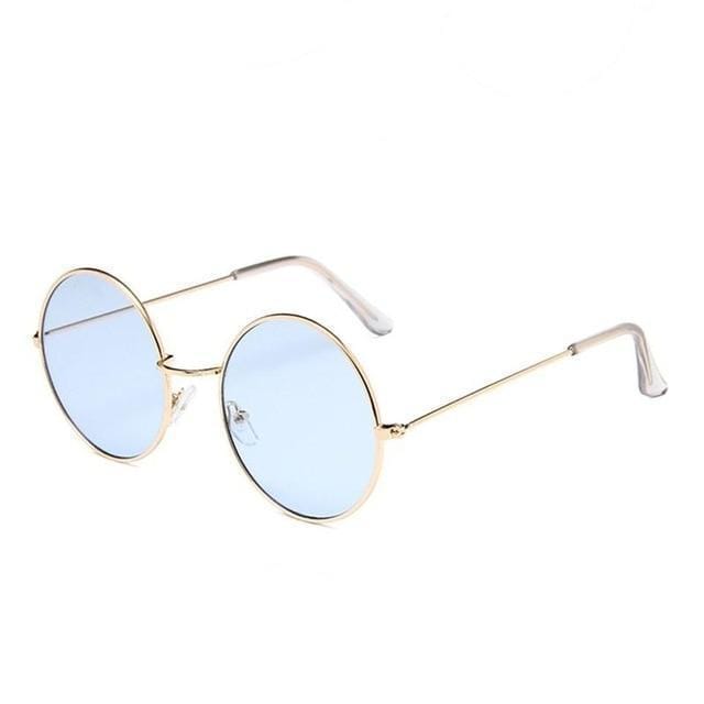 New Women Men Round Sunglasses Steampunk Shades MultiColor Gradient Mirror Lens Goggles Designer Vintage Sun Glasses-Gold Blue-JadeMoghul Inc.