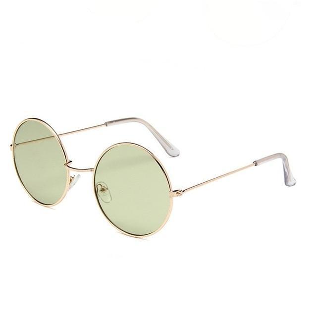 New Women Men Round Sunglasses Steampunk Shades MultiColor Gradient Mirror Lens Goggles Designer Vintage Sun Glasses-Gold Green-JadeMoghul Inc.